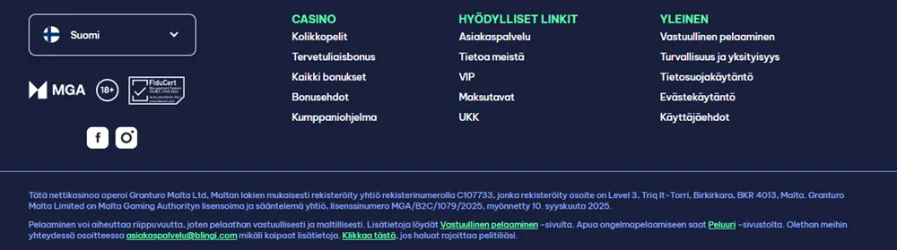 Blingi Kasinon lisenssi