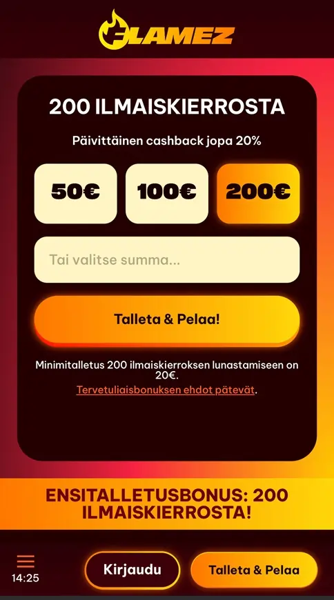 Flamez casino bonukset
