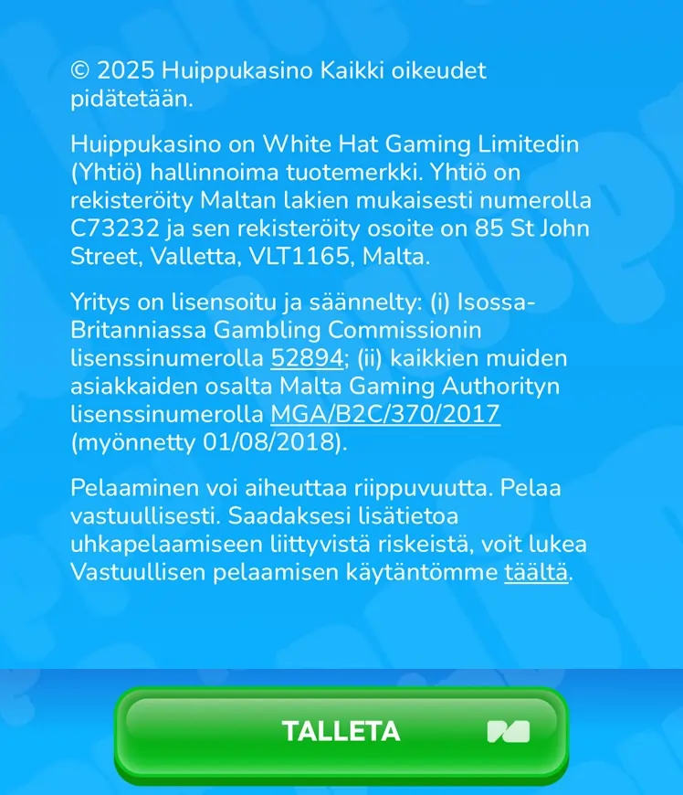 Huippu Kasino lisenssi