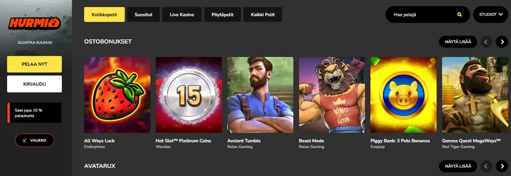 Hurmio Casino pelit