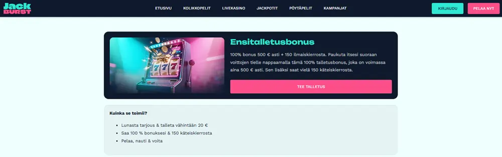 Jackburst Casino tarjous