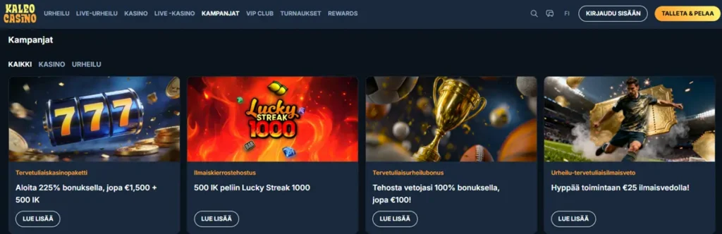 Kaleo Casino tarjouksia