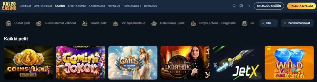 Kaleo Casinon pelejä