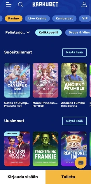 KarhuBet Casinon pelit