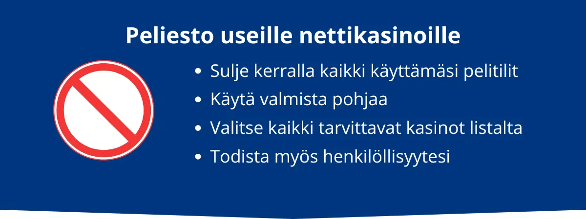 Peliesto useille nettikasinoille