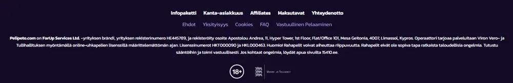 Pelipeto Casino turvallisuus