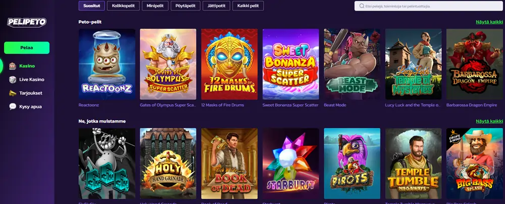 Pelipeto Casinon pelit