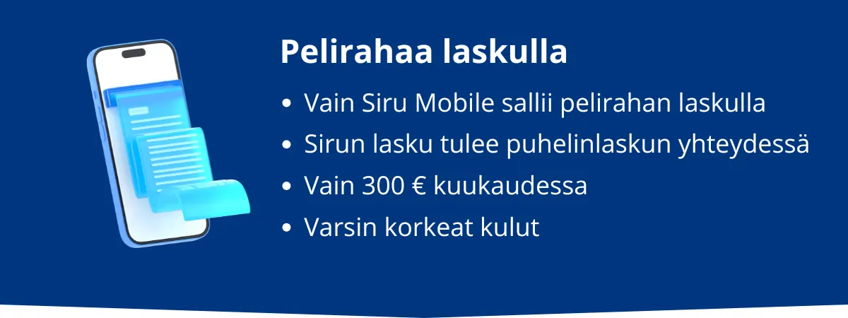 Pelirahaa laskulla mobiililla