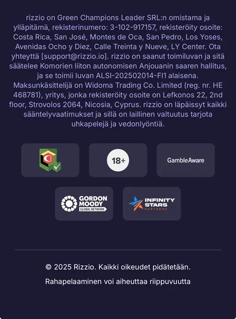 Rizzio Casino luotettavuus