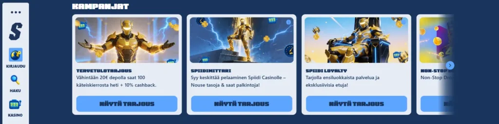 Spiidi Casino tarjoukset