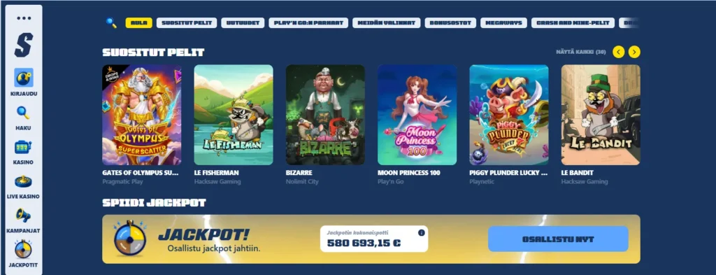 Spiidi Casinon pelejä