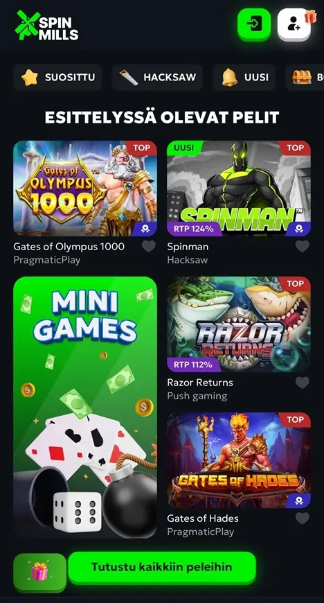 SpinMills Casino pelit
