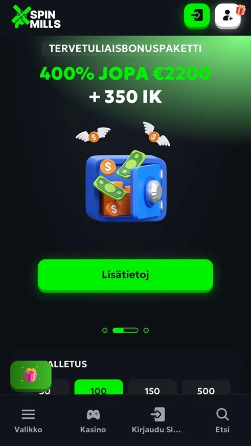 SpinMills Casino tarjoukset