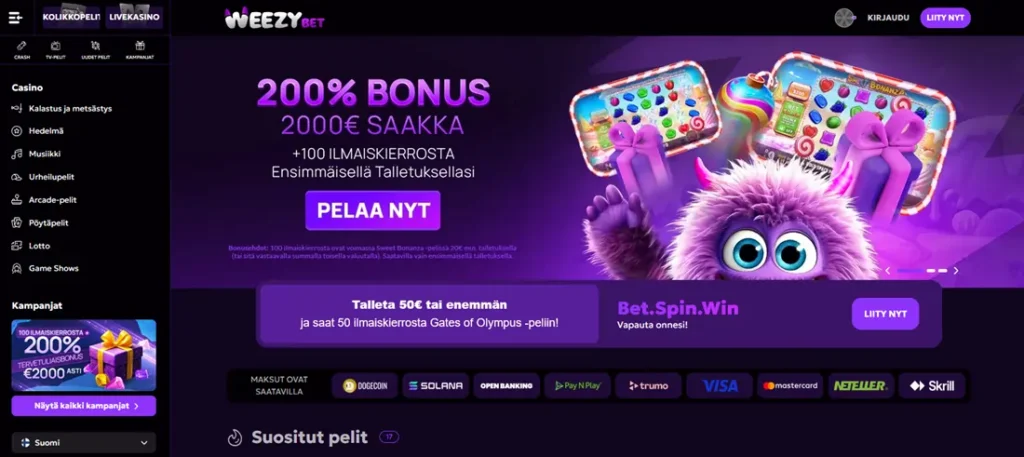 WeezyBet etusivu