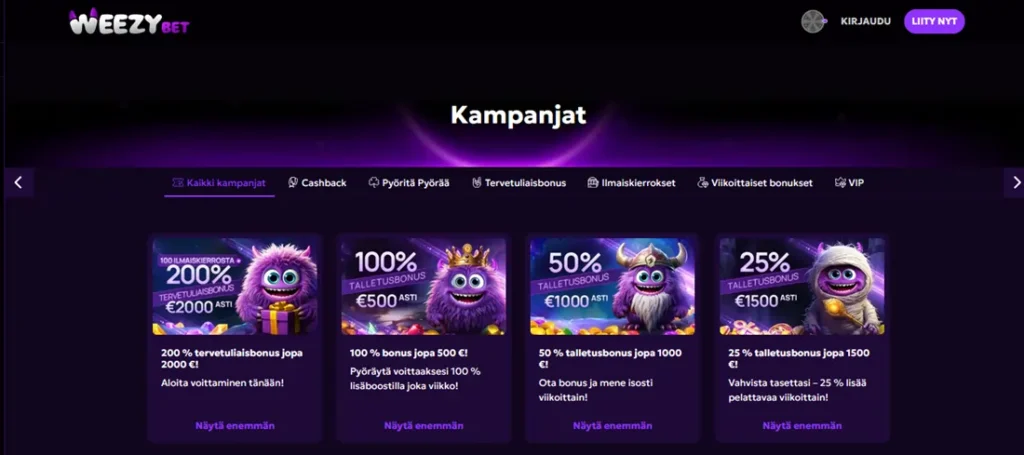 WeezyBet tarjoukset