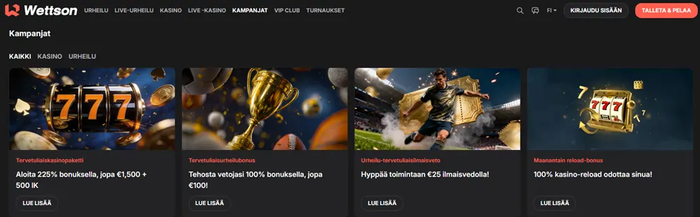 Wettson Casinon tarjoukset