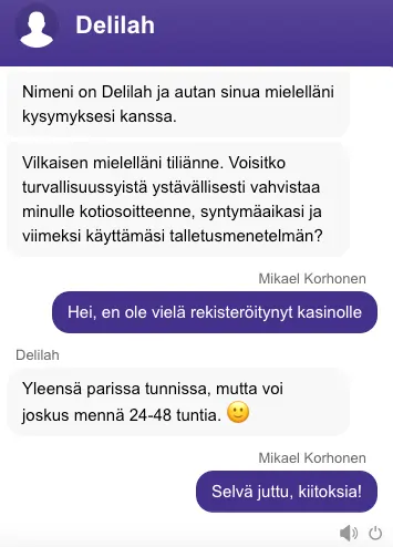 kuva slottimonsterin asiakaspalvelusta