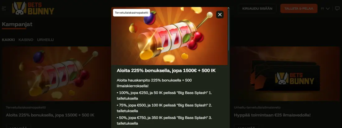Bets Bunny kasinobonukset