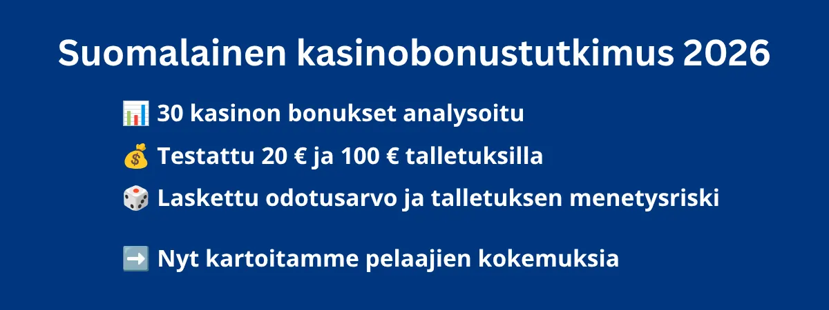 Kuinka hyvin suomalaiset ymmärtävät kasinobonuksia? Osallistu tutkimukseen