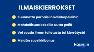 Ilmaiskierrokset sisältävät nämä ominaisuudet