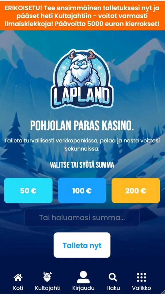 Lapland Casino talletus- ja bonuskuva mobiilisti
