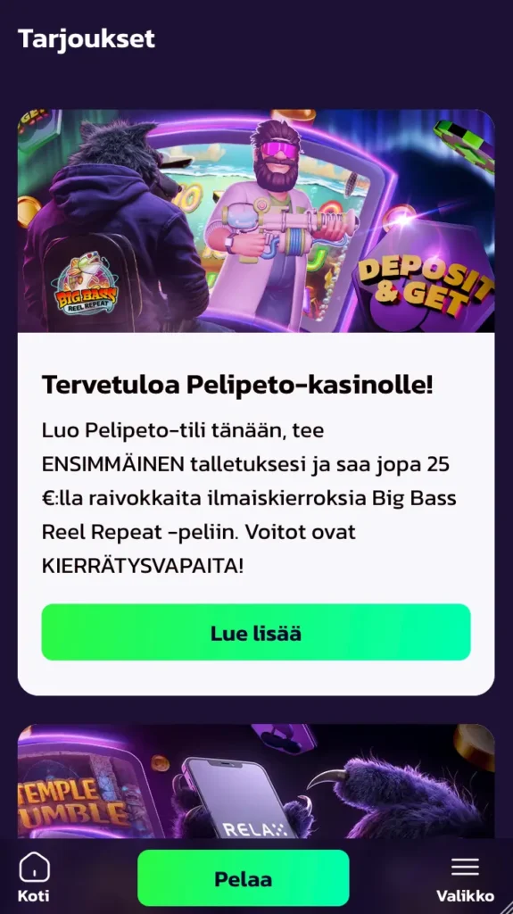 Pelipeto Casino bonus mobiilikuva