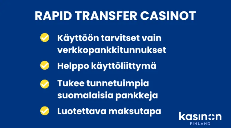 Rapid Transfer nettikasino maksutavat