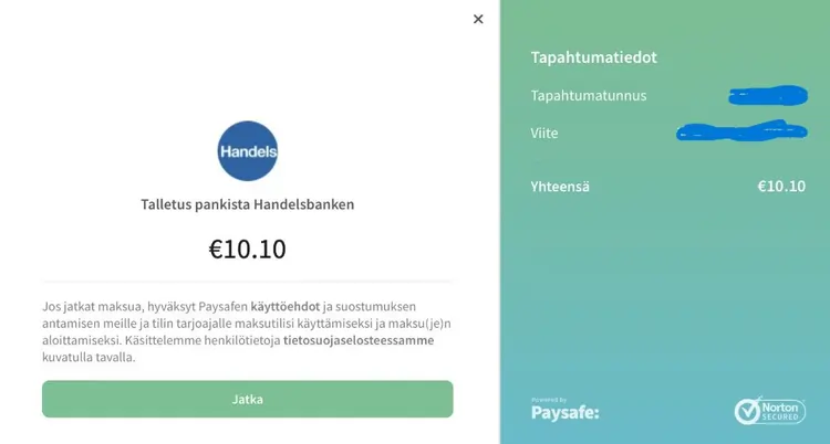 Rapid Transfer maksutapa talletukset kotiutukset